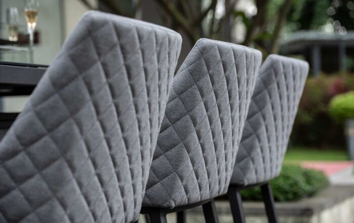 Maze Regal Outdoor Fabric 8 Seat Bar Set With Fire Pit Table - Flanelle