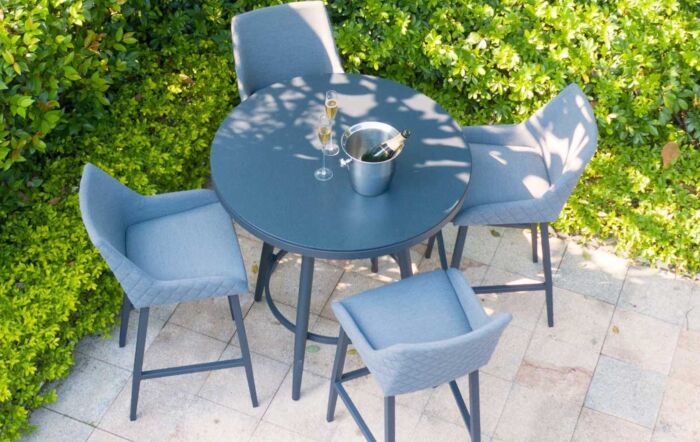 Maze Regal Outdoor Fabric 4 Seat Round Bar Set - Flanelle Maze Regal Outdoor Fabric 4 Seat Round Bar Set - Flanelle