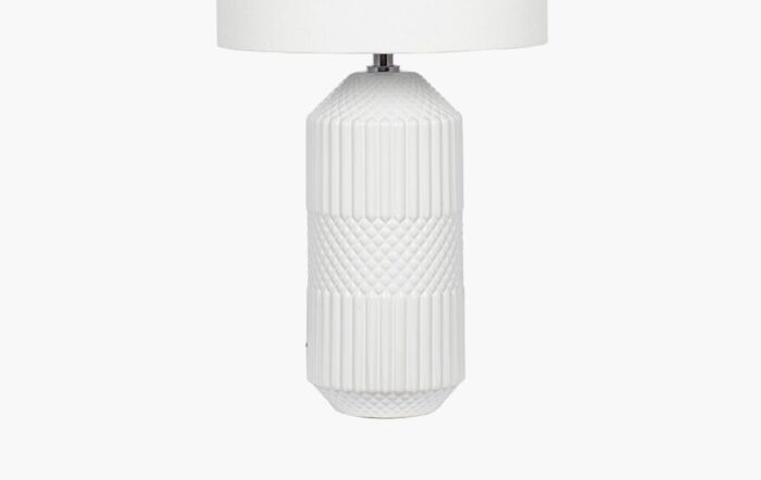 Pacific Lifestyle Meribel White Geo Textured Tall Ceramic Table Lamp