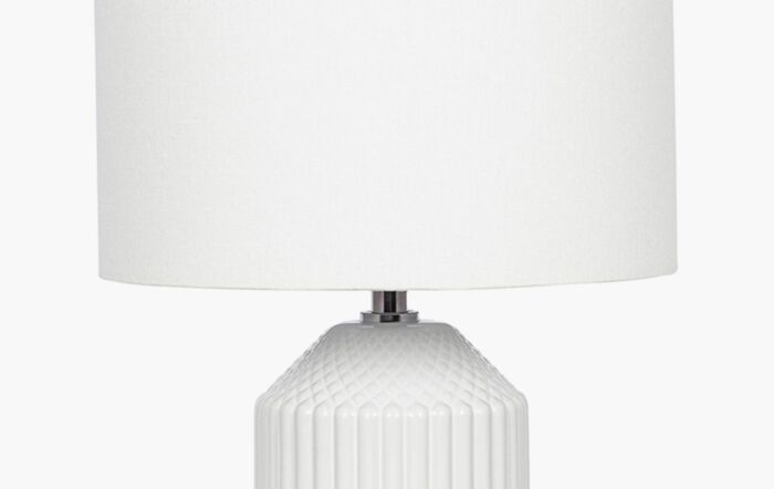 Pacific Lifestyle Meribel White Geo Textured Tall Ceramic Table Lamp
