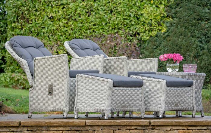 Bramblecrest Monterey Grey Reclining Chairs with Ceramic Top Table