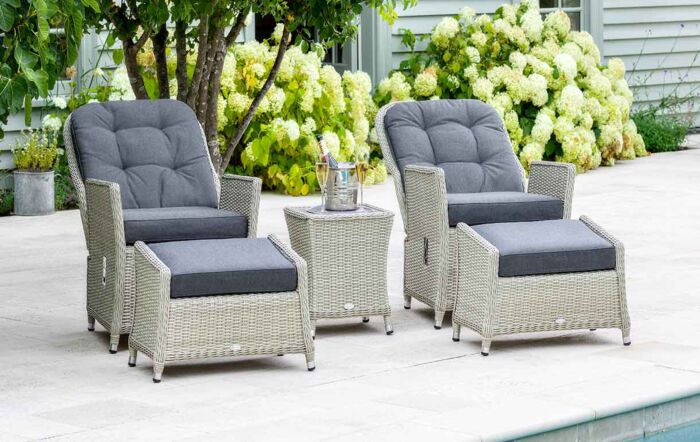 Bramblecrest Monterey Grey Reclining Chairs with Ceramic Top Table