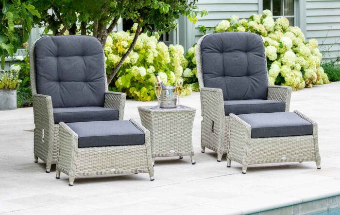 Bramblecrest Monterey Grey Reclining Chairs with Ceramic Top Table