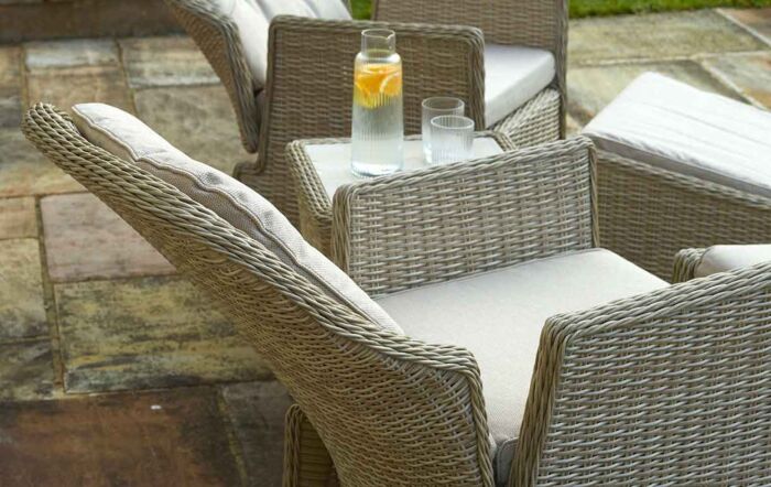 Bramblecrest Monterey Sandstone Reclining Set with Ceramic Top Table