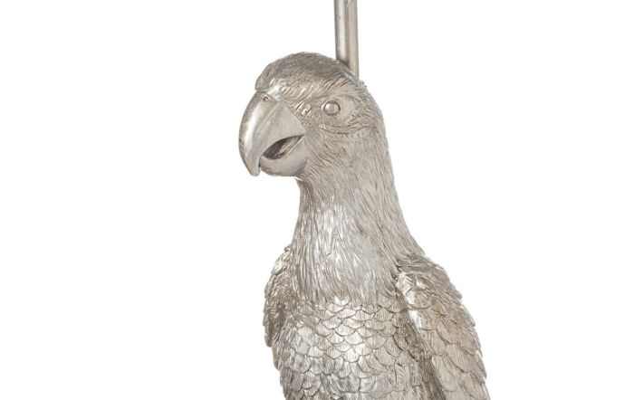 Hill Interiors Percy The Parrot Silver Table Lamp With Grey Velvet Shade