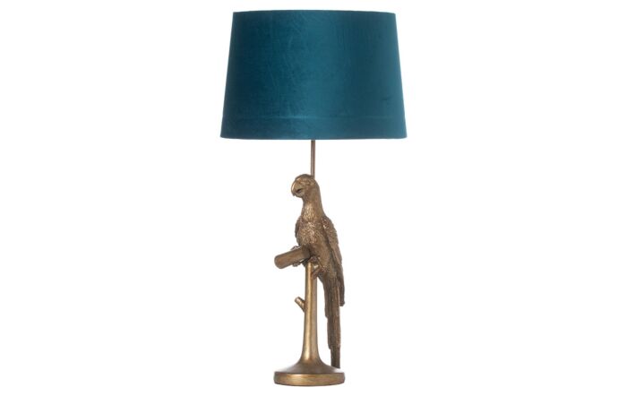 Hill Interiors Percy The Parrot Silver Table Lamp With Grey Velvet Shade