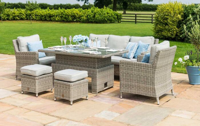 Maze Oxford Rattan Adjustable Garden Sofa Dining Set - Grey