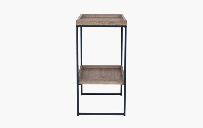 Pacific Lifestyle Gallery Natural Wood Veneer And Black Metal Side Table