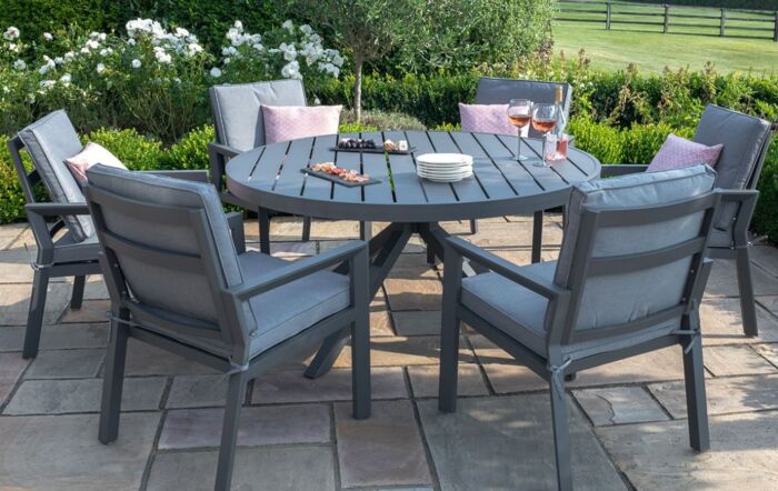 Maze New York 6 Seat Round Dining Set - Dove Grey
