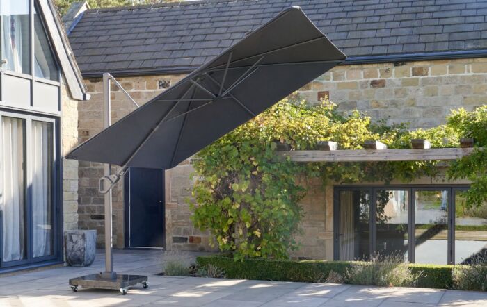 Pacific Lifestyle Nexus T2 3m Square Cantilever Parasol With Ancona 90kg Ceramic Wheeled Base - Anthracite/Faded Black