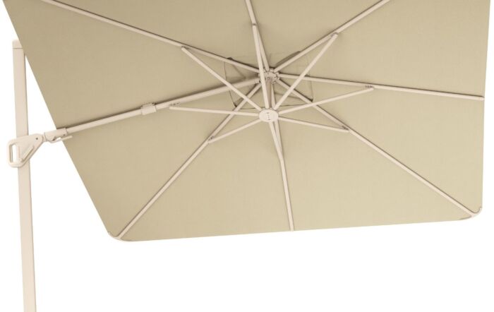 Pacific Lifestyle Nexus T2 Premium Sandstone/Champagne Free Arm Parasol With Venezia 90kg Ceramic Wheeled Base