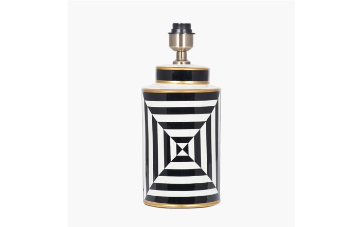 Pacific Lifestyle Optic Black and White Optic Stripe Ceramic Table Lamp