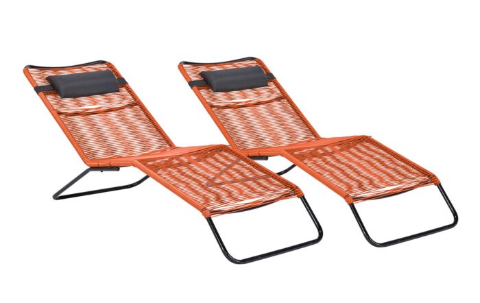 Pacific Lifestyle Orange PU Rio Set of 2 Sun Loungers