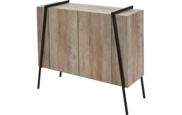 Pacific Lifestyle Osato Light Brown Wood Veneer and Black Metal 2 Door Sideboard