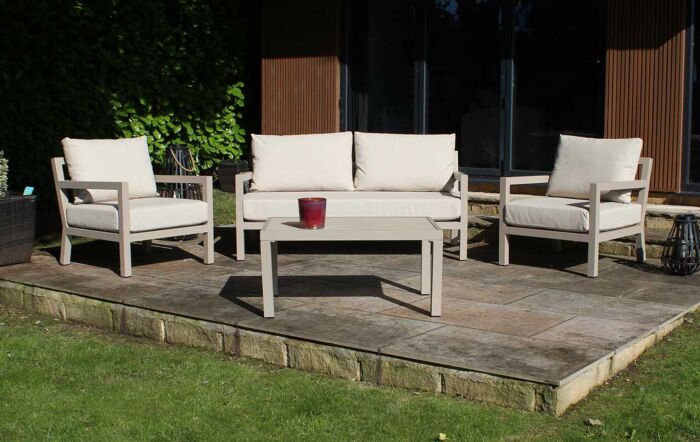 JB Furniture Exclusive Hartforth Two Seat Aluminium Garden Sofa Set - Cream