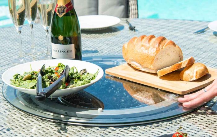 Maze Oxford 6 Seat Fire Pit Dining Set with Lazy Susan