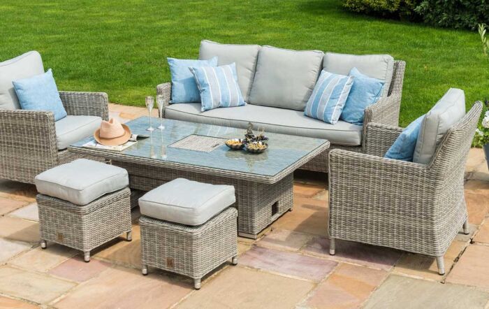 Maze Oxford Rattan Adjustable Garden Sofa Dining Set - Grey