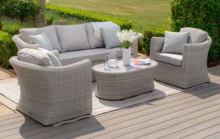 Maze Oxford 3 Seat Garden Sofa Set With Ceramic Glass Top Table