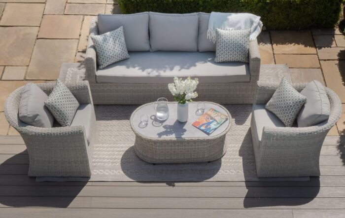 Maze Oxford 3 Seat Garden Sofa Set With Ceramic Glass Top Table