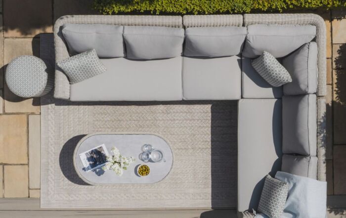 Maze Oxford Rattan Large Corner Group Sofa Set with Ceramic Glass Top Coffee Table