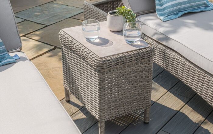 Maze Oxford Sun lounger Set With Ceramic Glass Topped Table - Grey
