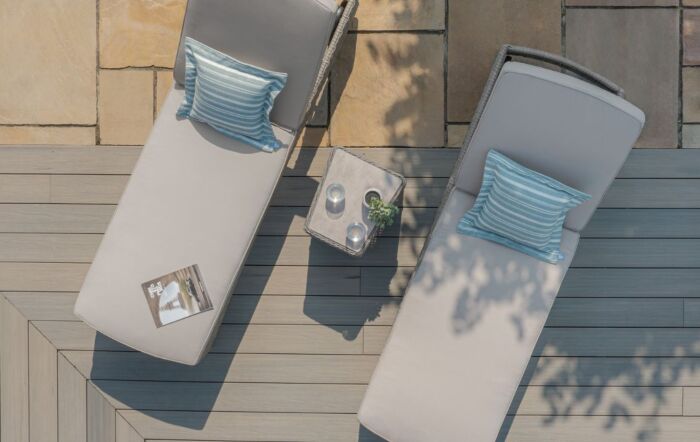 Maze Oxford Sun lounger Set With Ceramic Glass Topped Table - Grey