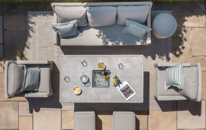 Maze Oxford Rattan Adjustable Garden Sofa Dining Set With Ceramic Glass Top - Grey