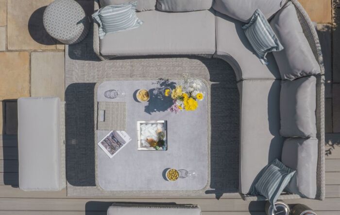 Maze Oxford Royal Adjustable Dining Sofa Set With Ceramic Glass Table