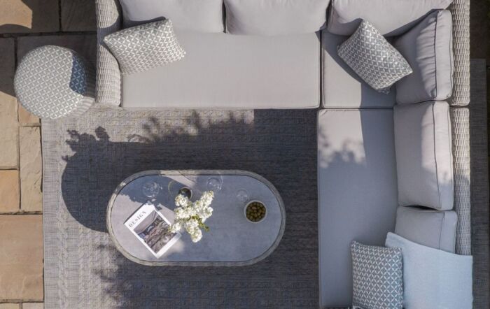 Maze Oxford Garden Corner Sofa Set With Ceramic Glass Top Table