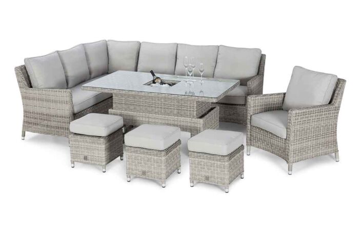 Maze Oxford Rattan Adjustable Garden Sofa Dining Set - Grey