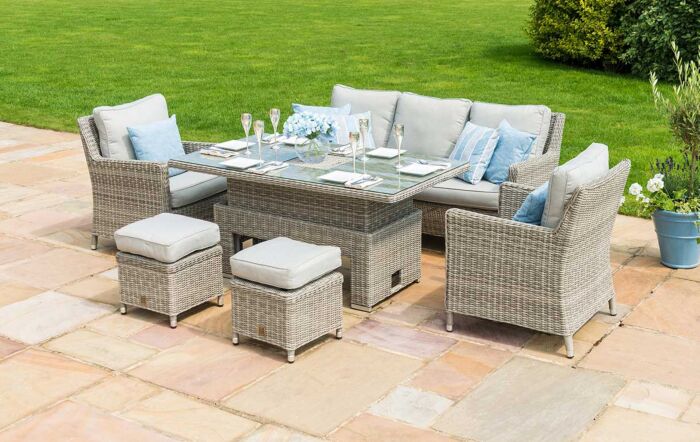 Maze Oxford Rattan Adjustable Garden Sofa Dining Set - Grey