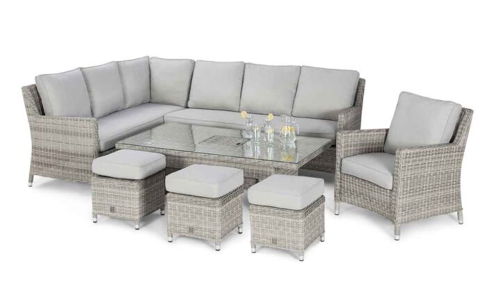 Maze Oxford Rattan Adjustable Garden Sofa Dining Set - Grey