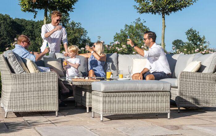 Maze Oxford Royal U Shaped Sofa Set with Ceramic Glass Top Rising Table