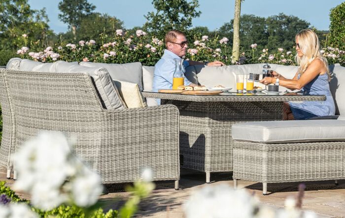 Maze Oxford Royal U Shaped Sofa Set with Ceramic Glass Top Rising Table