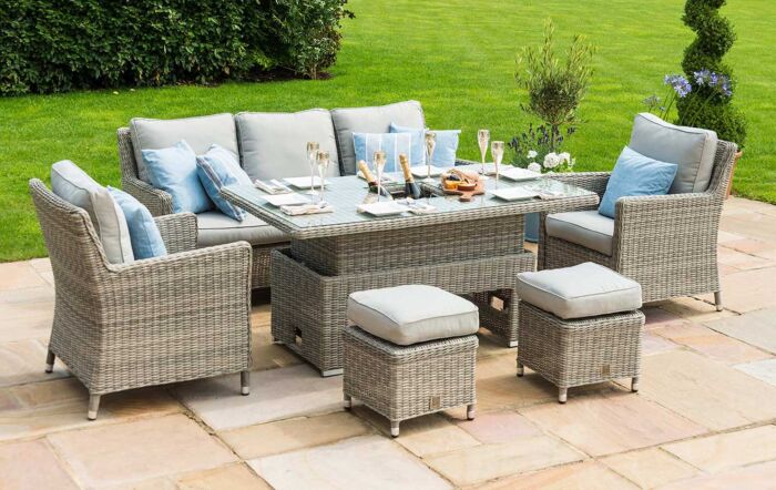 Maze Oxford Rattan Adjustable Garden Sofa Dining Set - Grey