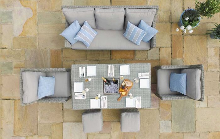 Maze Oxford Rattan Adjustable Garden Sofa Dining Set - Grey