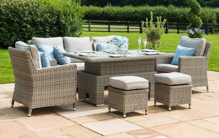 Maze Oxford Rattan Adjustable Garden Sofa Dining Set - Grey