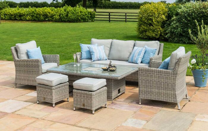 Maze Oxford Rattan Adjustable Garden Sofa Dining Set - Grey