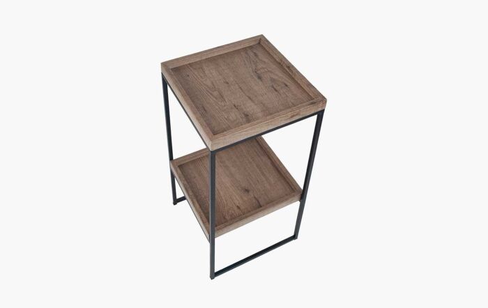 Pacific Lifestyle Gallery Natural Wood Veneer And Black Metal Side Table