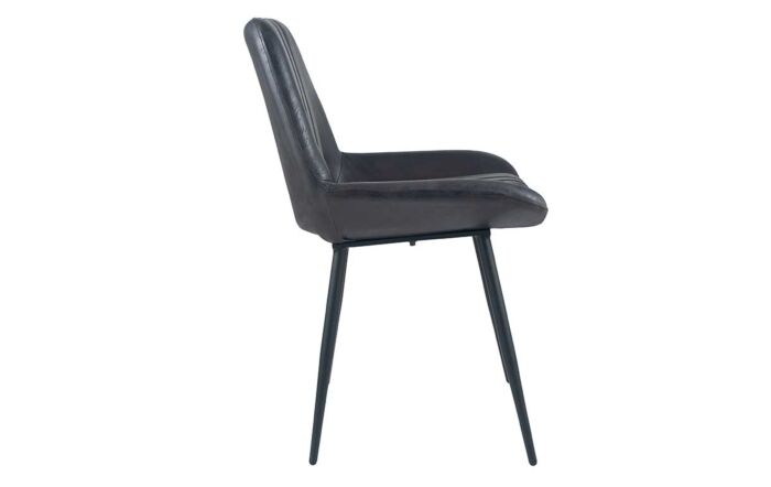 Pacific Lifestyle Angelo Vintage Steel Grey Leather And Iron Retro Dining Chair