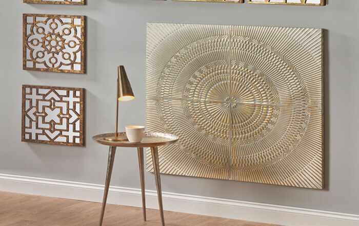 Pacific Lifestyle Antique White And Gold Textured Metal Wall Art