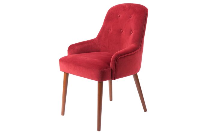 Pacific Lifestyle Antoinette Red Velvet Armed Dining Chair Walnut Effect Legs