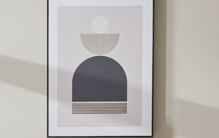 Pacific Lifestyle Art Deco Print With Linear Gold Detail And Black Frame