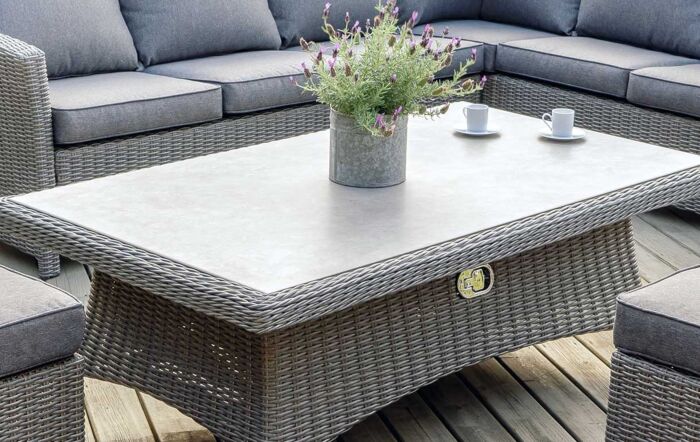 Pacific Lifestyle Barbados Garden Corner Adjustable Ceramic Top Set - Grey