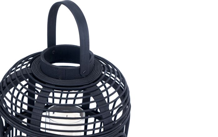 Pacific Lifestyle Black Bamboo And Glass Lantern Small