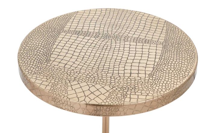 Pacific Lifestyle Caiman Antique Brass Croc Effect Table with Wood Base