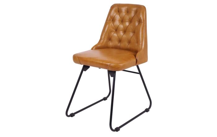 Pacific Lifestyle Camillo Mustard Leather Diamond Back Dining Chair