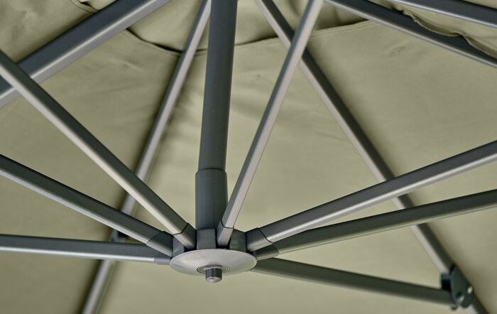Pacific Lifestyle Challenger Premium T2 3.5m x 2.6m Lush Green Cantilever Parasol With 90kg Wheeled Base