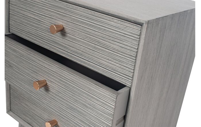 Pacific Lifestyle Chaya Dark Grey Pine Wood 3 Drawer Bedside Table