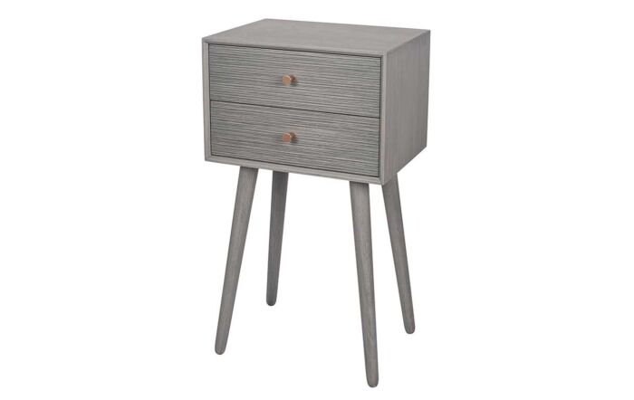 Pacific Lifestyle Chaya dark Grey Pine Wood 2 Drawer Bedside Table